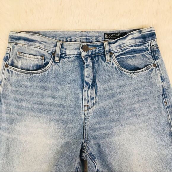 BLANK NYC High Rise Lace Up Ankle Jeans Tapered Leg Raw Hem Distressed Size 29 - Picture 5 of 16